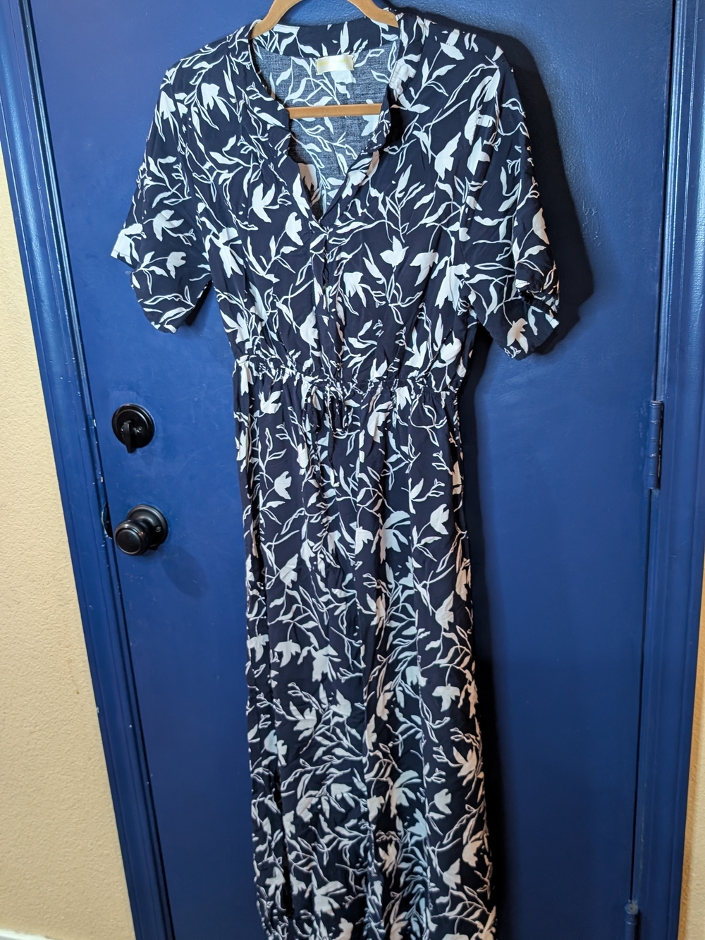 Seven Islands 2X Black White Floral Maxi Dress Elastic Waist